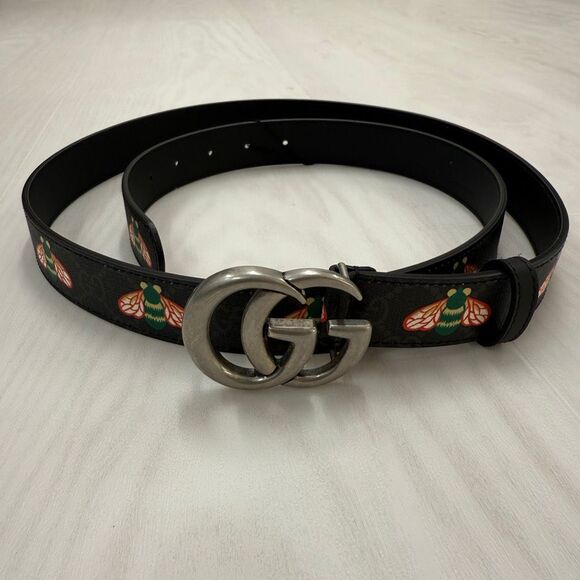 GUCCI GG SUPREME UNISEX BEE LEATHER BELT - Picture 3 of 8